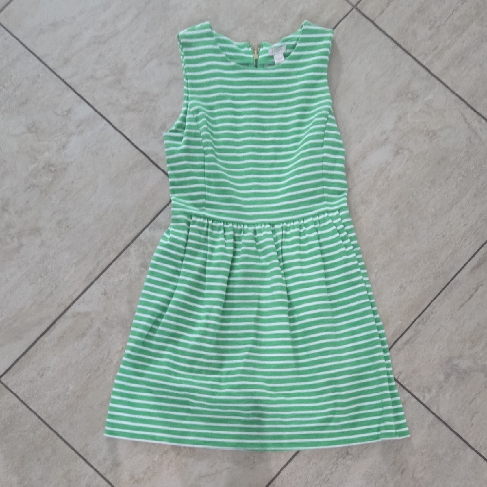 J. Crew Green Striped Casual Dress